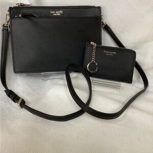 kate spade black Saffanio  leather crossbody with matching wristlet. NWOT